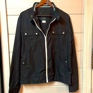 Lacoste Black Full Zip Polyester Bomber Jacket Size 52/L.